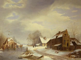 Figuren auf einem zugefrorenen Flussmündung